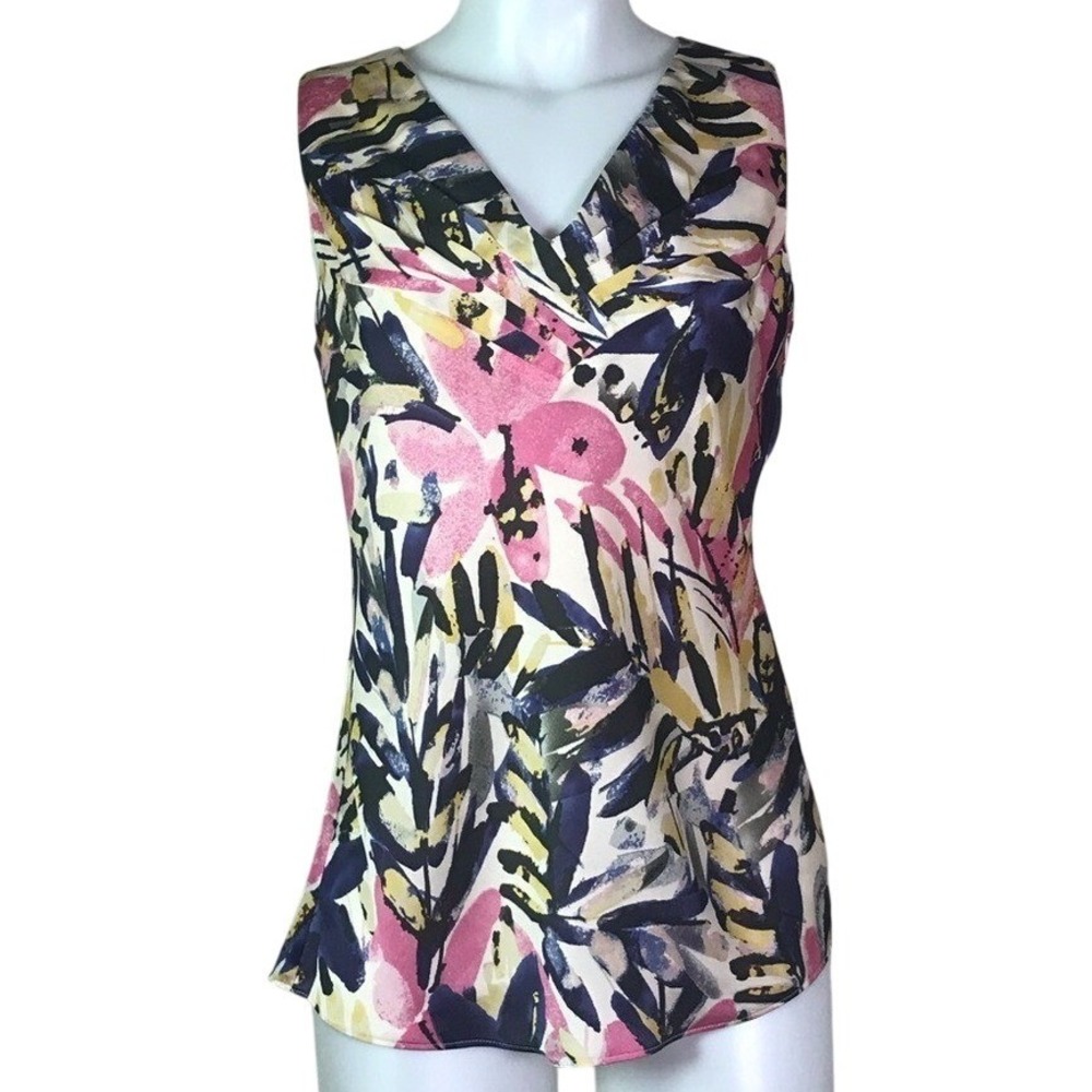 BANANA REPUBLIC PINK PURPLE FLORAL PRINT TANK